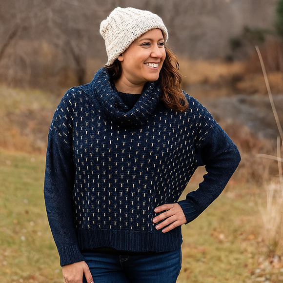 Nine West Sweaters - NWT Nine West Jeans Sweater LARGE Cowl Neck Wicked Navy Roxanne Missy Shiny NEW